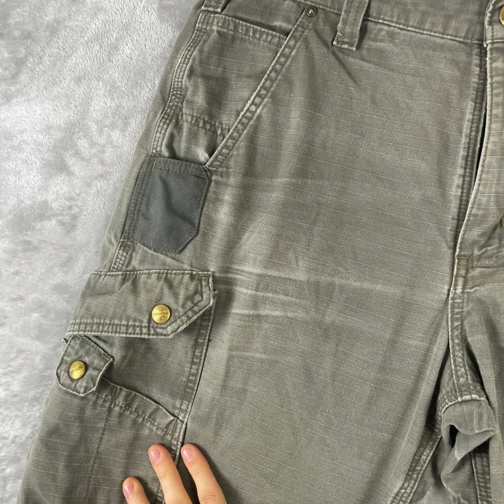 Carhartt Cargo Shorts Mens 36 Green Ripstop Multi Pocket B357 MOS